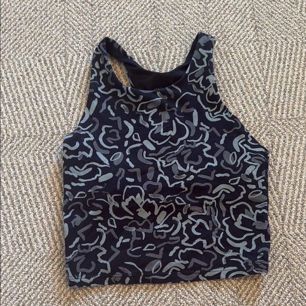 Athleta Black and Gray Fitted Crop Tank Top